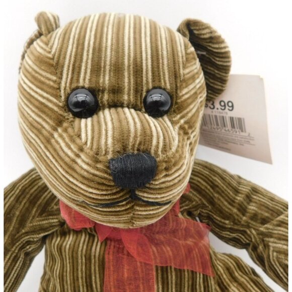 CVS Pharmacy Merry Brite Striped Corduroy Teddy Bear Plush with Tag 2001 - Picture 2 of 7